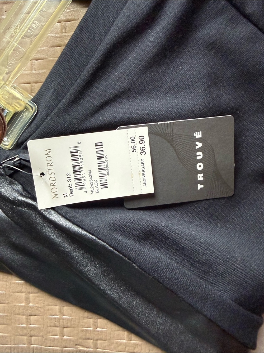 Trouvé Black Women's Pants with Faux Leather Trim